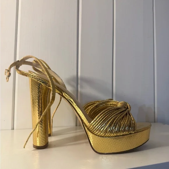 Jessica Simpson Gold Strappy Heels - Picture 1 of 7